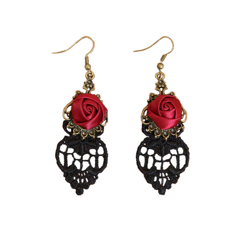 Vampire Red Rose Earrings