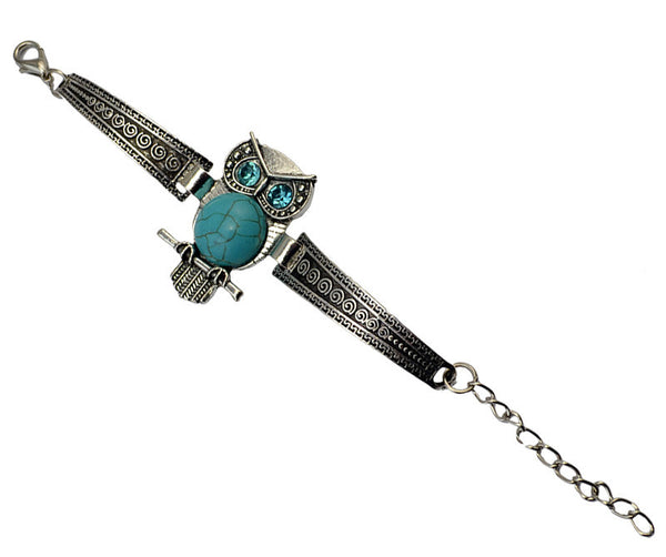 Silver Charm Bracelet with Turquoise Stone