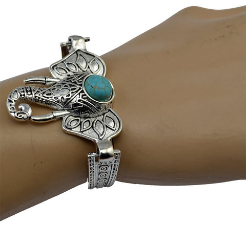 Silver Charm Bracelet with Turquoise Stone