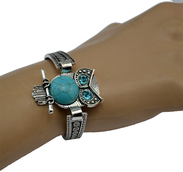 Silver Charm Bracelet with Turquoise Stone