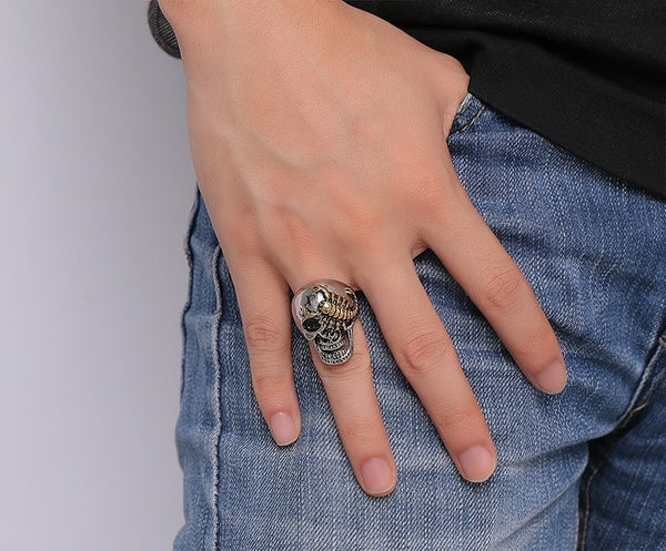 Stainless Steel Gold Plated Scorpion Skull Ring