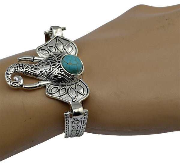 Silver Charm Bracelet with Turquoise Stone