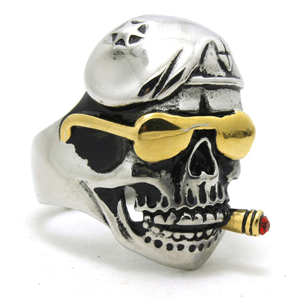 Stainless Steel Guerrilla Fighter Skull Ring