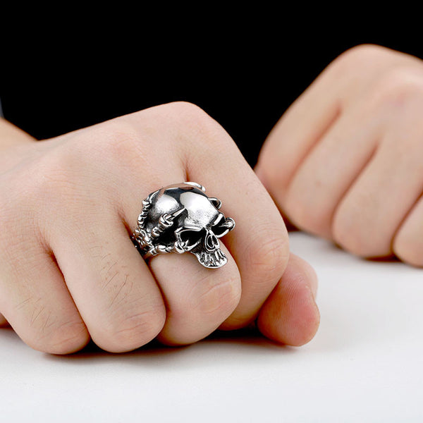 Stainless Steel Dragon Claw Skull Ring