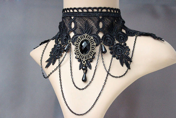 Black Lace Jewel Necklace