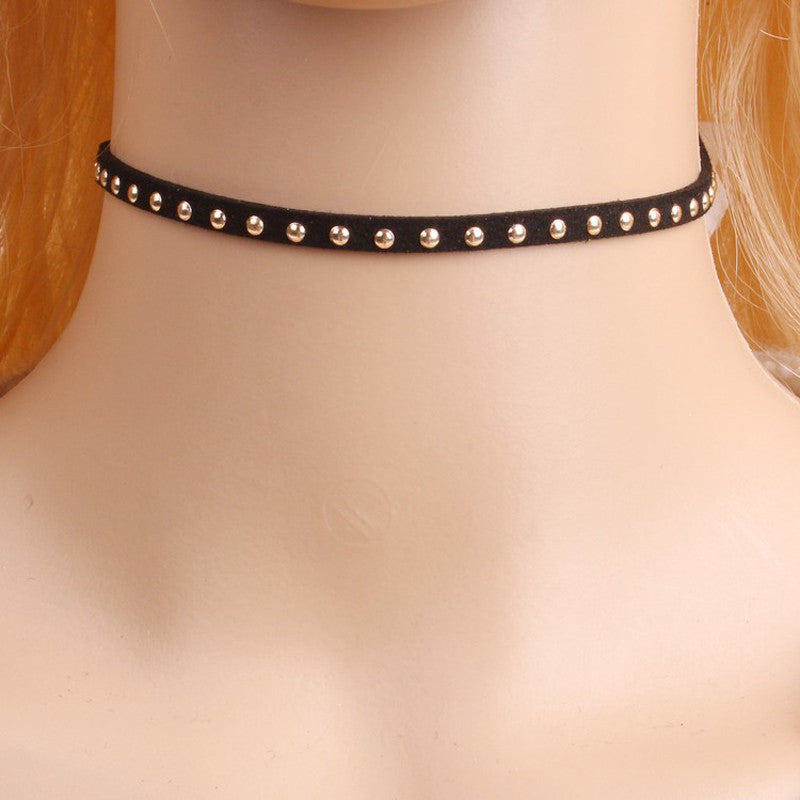 Gold Studded Leather Choker